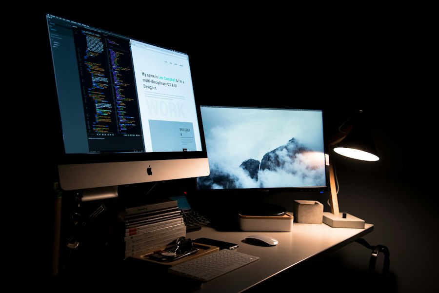 Desktop computer in a room