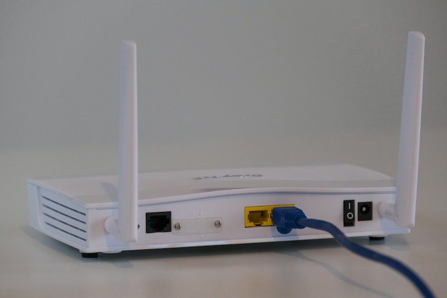 Wireless router on a table